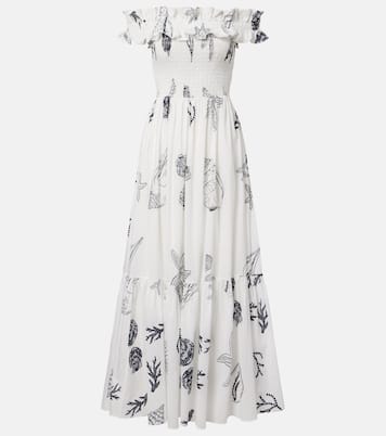 Suzanne shirred cotton muslin maxi dress | Poupette St Barth