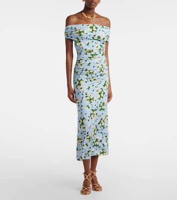 Floral ruched jersey midi dress | Carolina Herrera