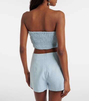 Antibes shirred linen crop top | Faithfull
