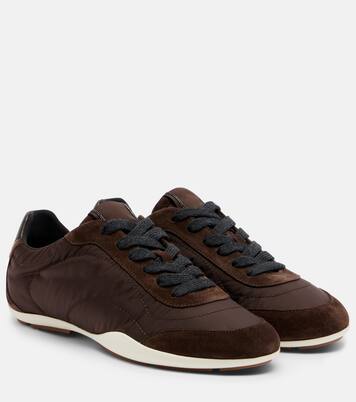Monili suede-trimmed sneakers | Brunello Cucinelli