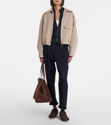 Monili suede-trimmed sneakers | Brunello Cucinelli