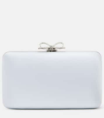 Bow embellished satin clutch | Self-Portrait