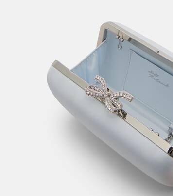 Bow embellished satin clutch | Self-Portrait