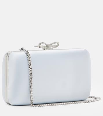 Bow embellished satin clutch | Self-Portrait