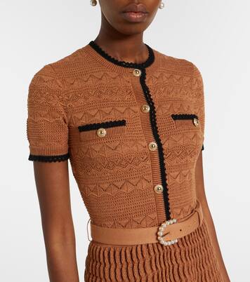 Belted pointelle cotton-blend midi dress | Self-Portrait