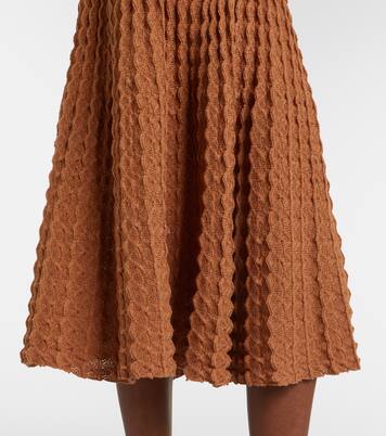 Belted pointelle cotton-blend midi dress | Self-Portrait
