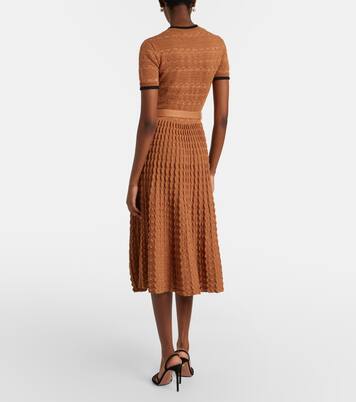 Belted pointelle cotton-blend midi dress | Self-Portrait
