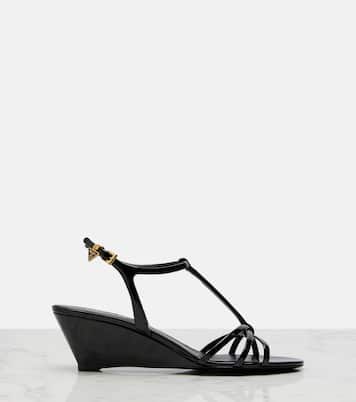 Wedge-Sandalen aus Lackleder | Prada