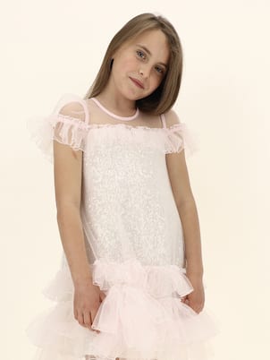 Robe en tulle à ornements | Monnalisa