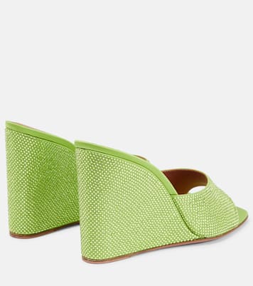 Wedge-Pantoletten Lupita aus Satin mit Kristallen | Amina Muaddi