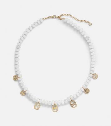 Multi-charm 14kt gold necklace with moonstone and diamonds | Sydney Evan