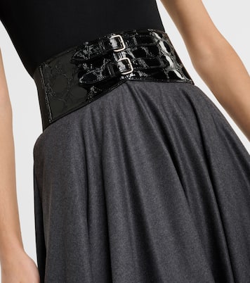 束带高腰初剪羊毛中长半身裙 | Alaïa