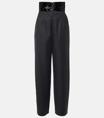 High-rise virgin wool straight pants | Alaïa