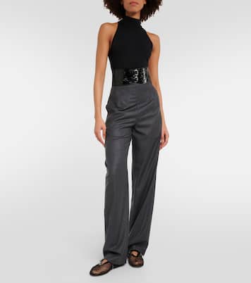 High-rise virgin wool straight pants | Alaïa
