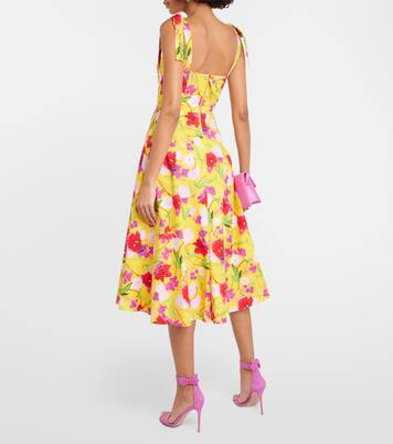 Robe longue en coton à fleurs | Carolina Herrera