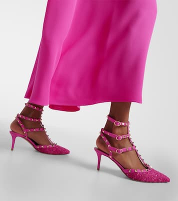 Pumps Rockstud 65 aus Bouclé und Leder | Valentino Garavani