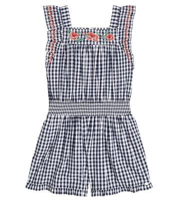 Embroidered gingham cotton playsuit | Tartine et Chocolat