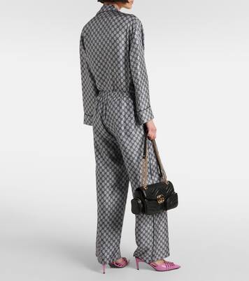 Weite Hose GG aus Seiden-Twill | Gucci