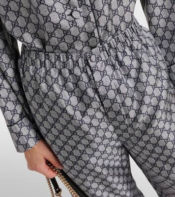 Weite Hose GG aus Seiden-Twill | Gucci