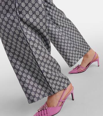 Weite Hose GG aus Seiden-Twill | Gucci