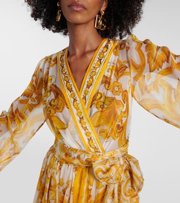 فستان ميدي من شيفون الحرير Majolica  | Dolce&Gabbana