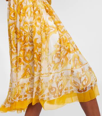 فستان ميدي من شيفون الحرير Majolica  | Dolce&Gabbana