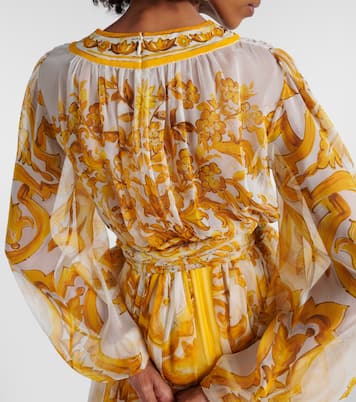 فستان ميدي من شيفون الحرير Majolica  | Dolce&Gabbana