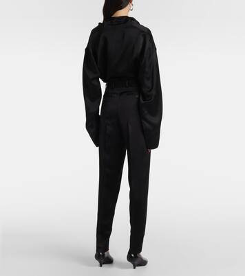 Gerade High-Rise-Hose aus Satin | Toteme