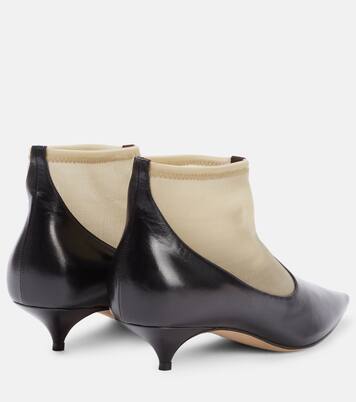 Mesh leather-trimmed ankle boots | The Row
