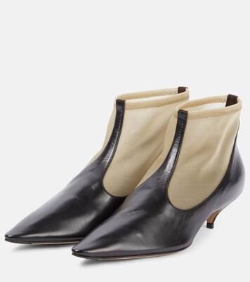 Mesh leather-trimmed ankle boots | The Row