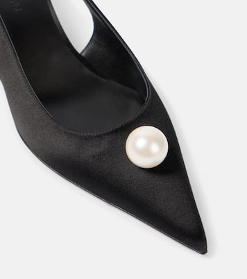 Embellished satin slingback pumps | Magda Butrym