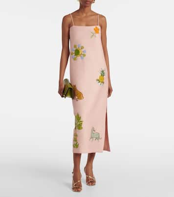 Hazel printed linen-blend maxi dress | Alémais