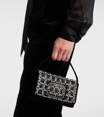 Verzierte Clutch Pilgrim Micro aus Samt | Roger Vivier