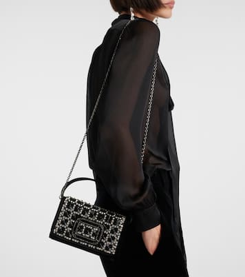 Verzierte Clutch Pilgrim Micro aus Samt | Roger Vivier