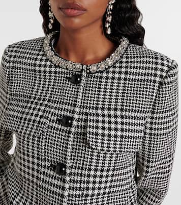 Embellished houndstooth cropped jacket | Self-Portrait
