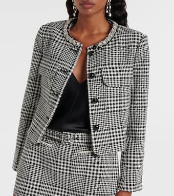 Embellished houndstooth cropped jacket | Self-Portrait