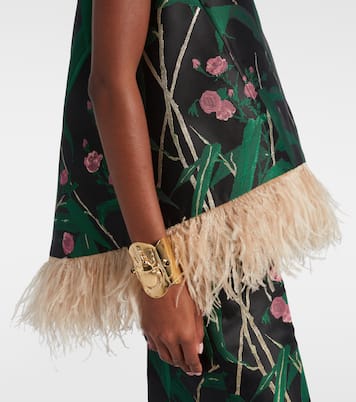 La Scala feather-trimmed jacquard top | La DoubleJ