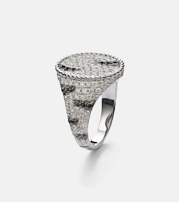 Bague d'auriculaire Zèbre en or blanc 18 ct et diamants | Yvonne Léon