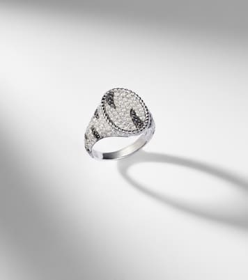 Bague d'auriculaire Zèbre en or blanc 18 ct et diamants | Yvonne Léon