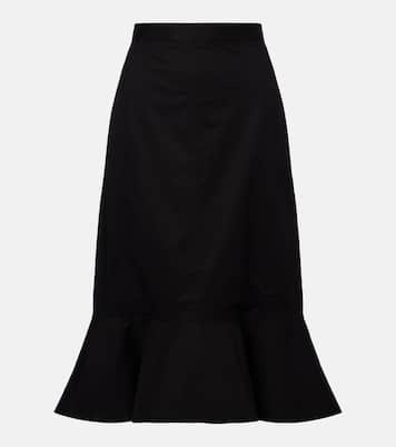 Jupe midi en coton mélangé à volants | Plan C