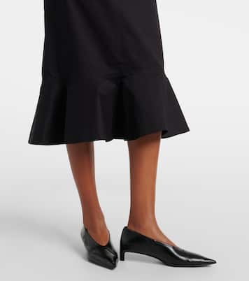 Jupe midi en coton mélangé à volants | Plan C