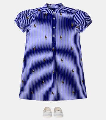 Logo striped cotton dress | Polo Ralph Lauren Kids