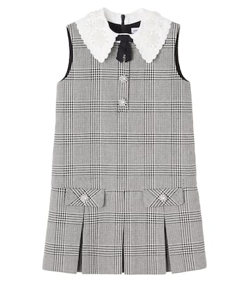 Embellished houndstooth wool-blend dress | Self-Portrait Kids