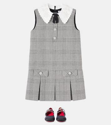 Embellished houndstooth wool-blend dress | Self-Portrait Kids