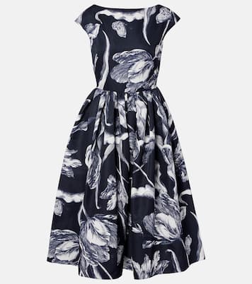 Floral cotton-blend faille midi dress | Erdem