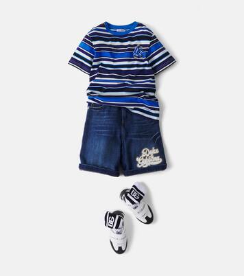 Appliqué striped cotton jersey T-shirt | Dolce&Gabbana Kids