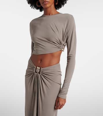 Bezel Quartz asymmetric jersey crop top | Christopher Esber