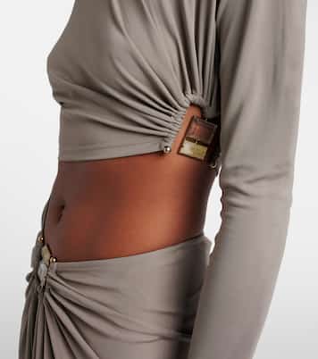 Bezel Quartz asymmetric jersey crop top | Christopher Esber