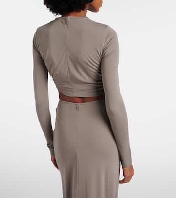 Bezel Quartz asymmetric jersey crop top | Christopher Esber