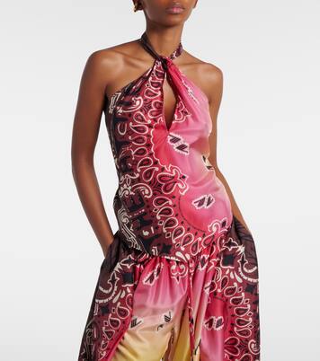 Printed halterneck silk top | The Attico